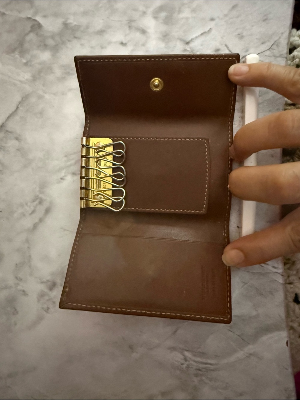 Vintage Burberry Plaid Canvas Trifold Key/Card Holder - Brown Trim - Picture 3 of 4